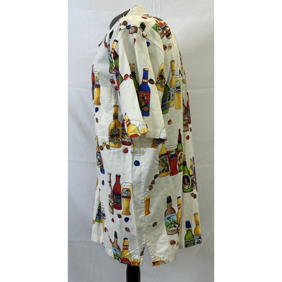 Weekender Traveler Shirt Mens Large Beer Bottles Caribbean Happy Hour Ivory FS - Picture 4 of 9